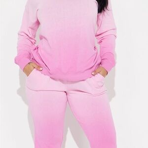 Fashion Nova Pink Ombre Track Pants & Joggers Set